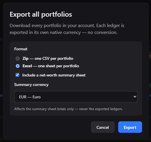 Import & export your portfolios
